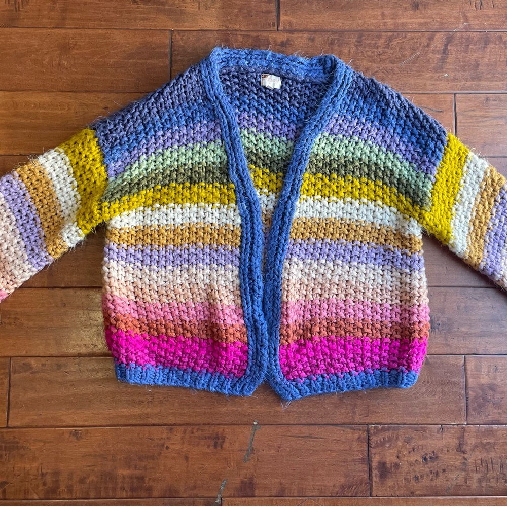 Anthropologie Rainbow Multicolor Striped Women's Sweater Cardigan